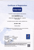 Certifikát ISO 9001 2008